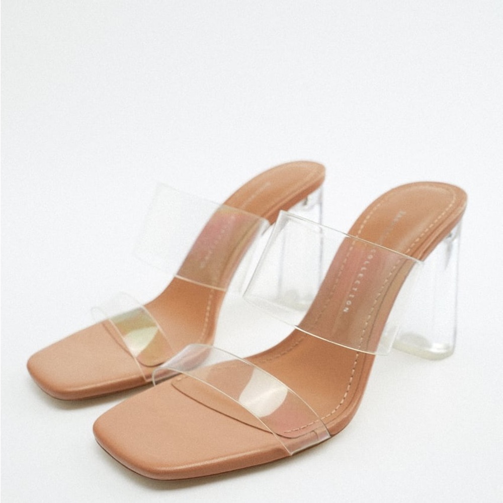 Zara vinyl sandals - with clear heel- current sold out online!